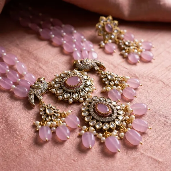 Mint_Pink_Premium_Metal_Necklace_Set_For_Women