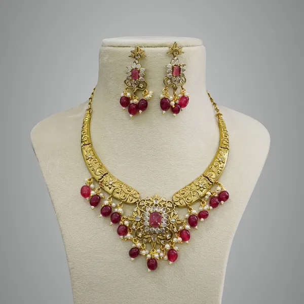Red_Premium_Metal_Necklace_Set_For_Women