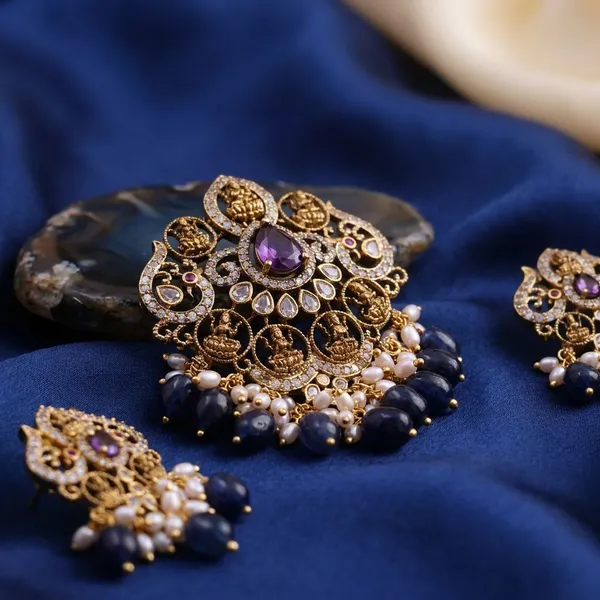 Blue_Premium_Metal_Pendant_Set_For_Women