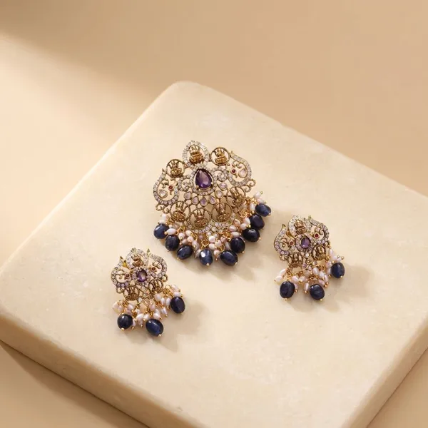 Blue_Premium_Metal_Pendant_Set_For_Women