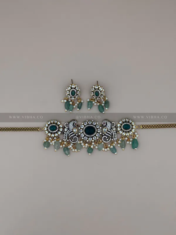 Green_Premium_Metal_Chocker_Set_For_Women