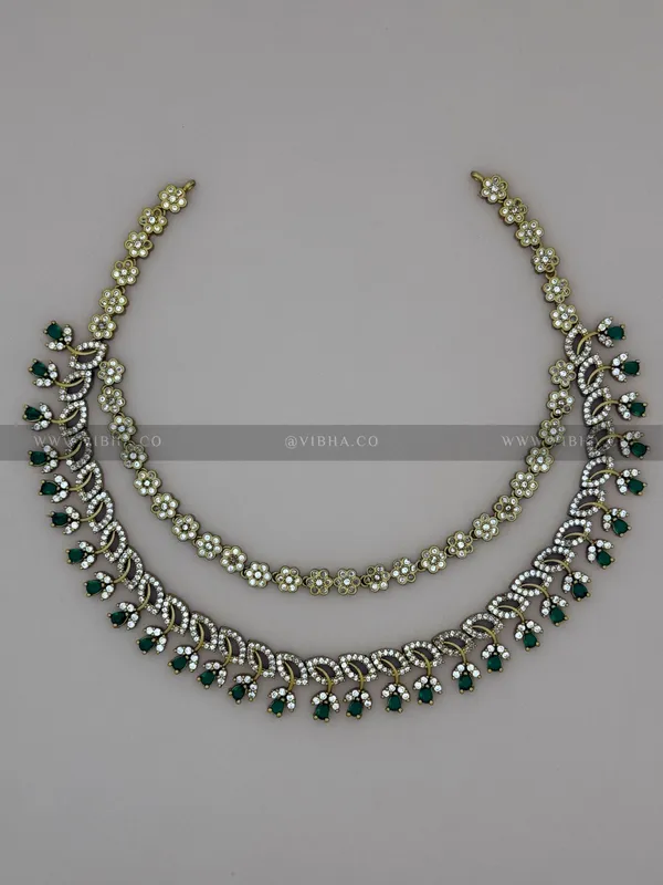 Green_Premium_Metal_Double_Step_Necklace_Set_For_Women