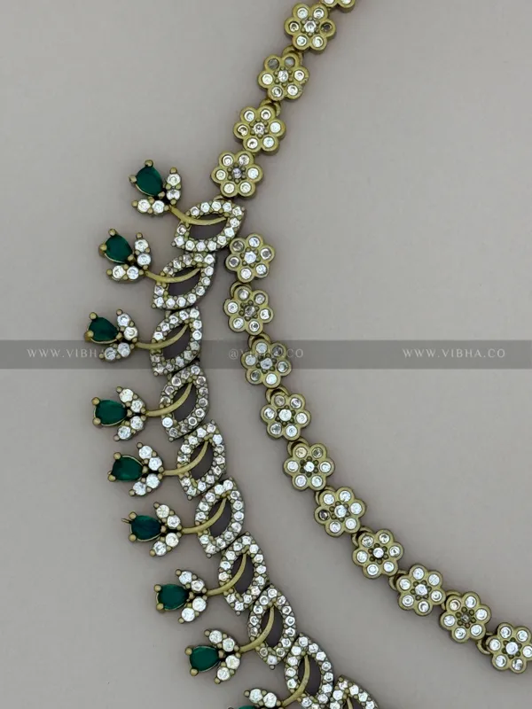 Green_Premium_Metal_Double_Step_Necklace_Set_For_Women