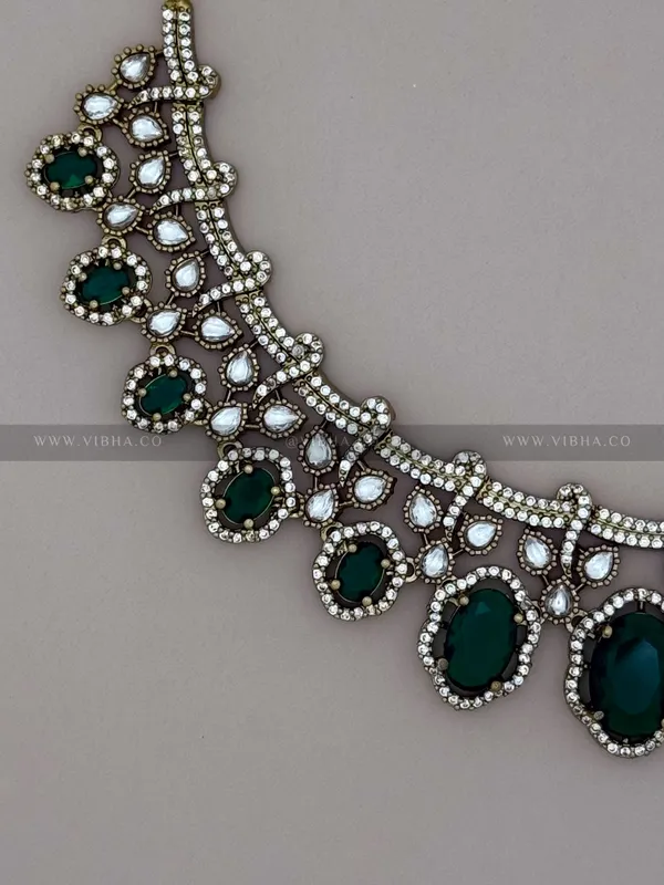 Green_Premium_Metal_Necklace_Set_For_Women