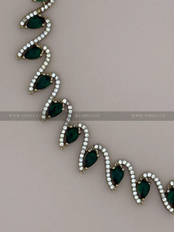 Green__Premium_Metal_Necklace_Set_For_Women