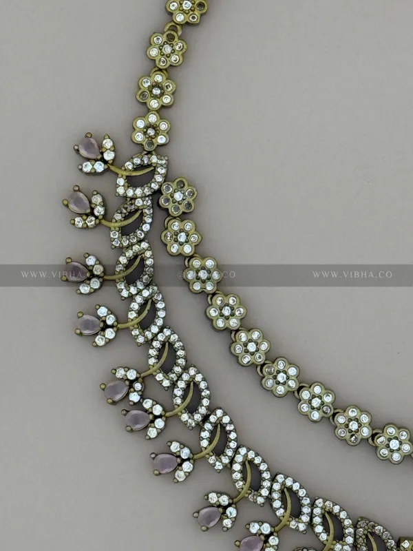 Mint_Pink_Premium_Metal_Double_Step_Necklace_Set_For_Women
