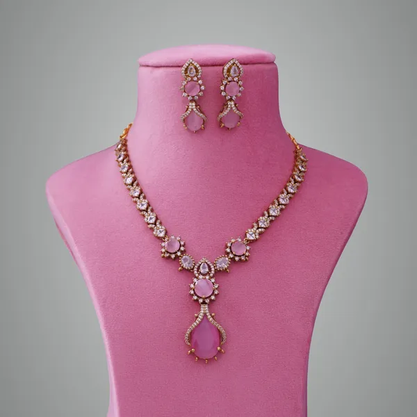 Mint_Pink_Premium_Metal_Necklace_Set_For_Women