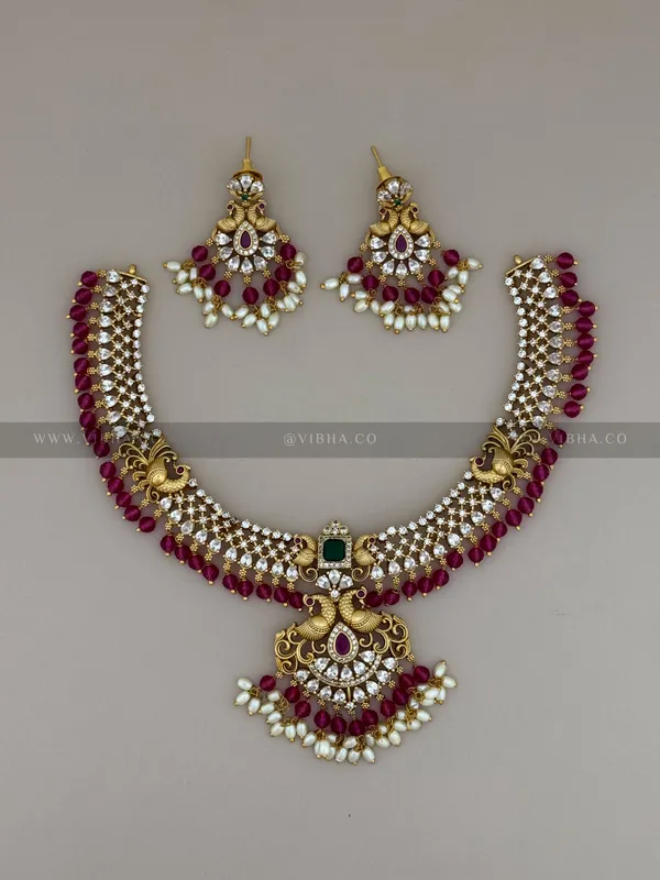Pink_Premium_Metal_Necklace_Set_For_Women