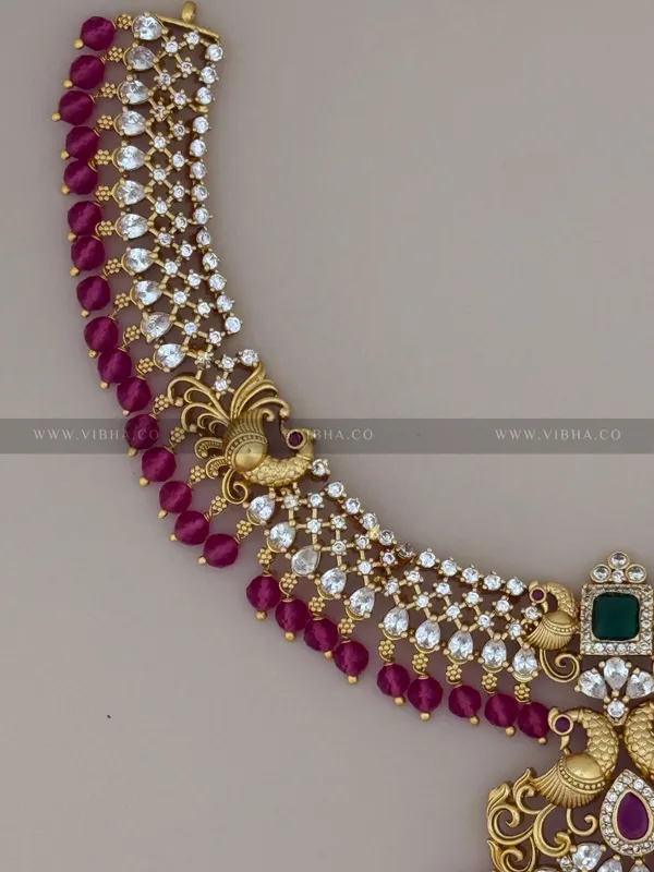 Pink_Premium_Metal_Necklace_Set_For_Women