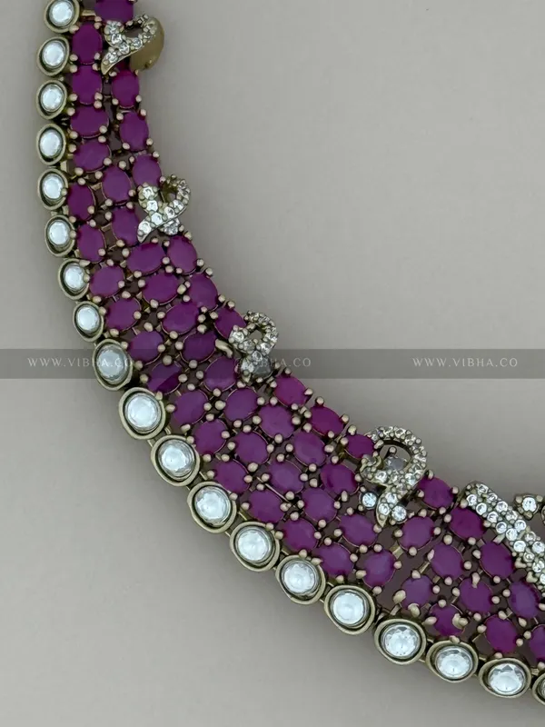 Pink_Premium_Metal_Necklace_Set_For_Women