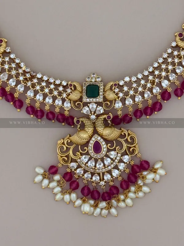 Pink_Premium_Metal_Necklace_Set_For_Women