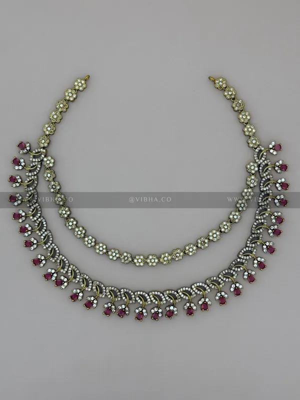 Ruby_Premium_Metal_Double_Step_Necklace_Set_For_Women