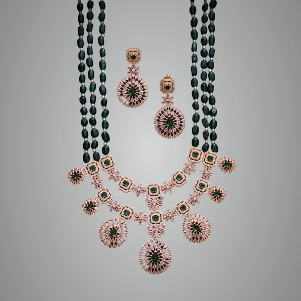 Dark_Green_Premium_Metal_Necklace_Set_Set_For_Women