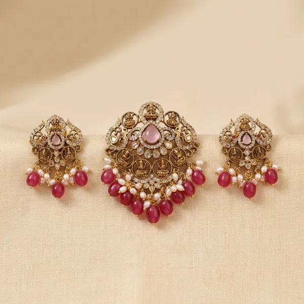 Mint_pink_Premium_Metal_Pendant_Set_For_Women