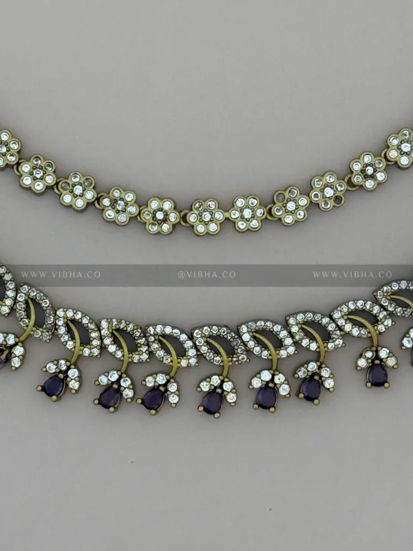 Violet_Premium_Metal_Double_Step_Necklace_Set_For_Women