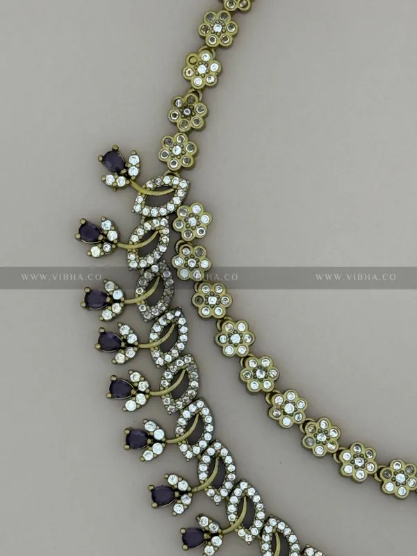 Violet_Premium_Metal_Double_Step_Necklace_Set_For_Women