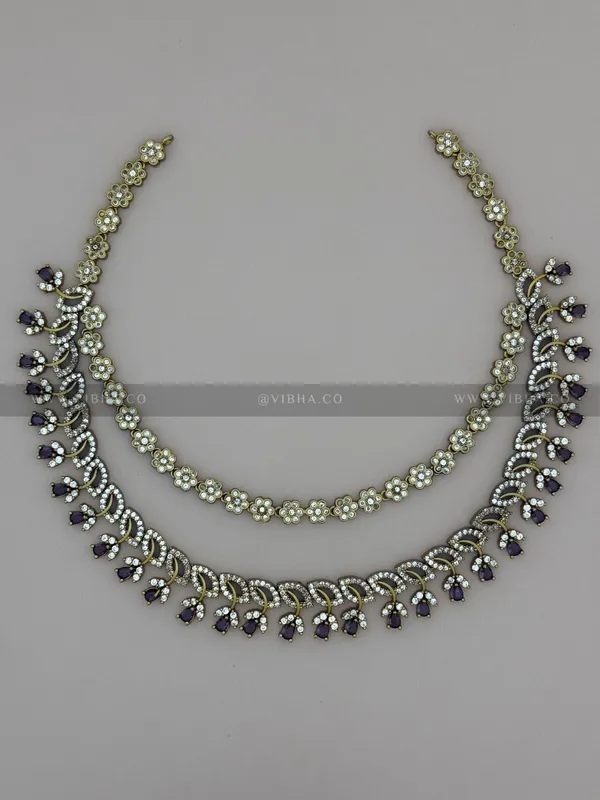 Violet_Premium_Metal_Double_Step_Necklace_Set_For_Women