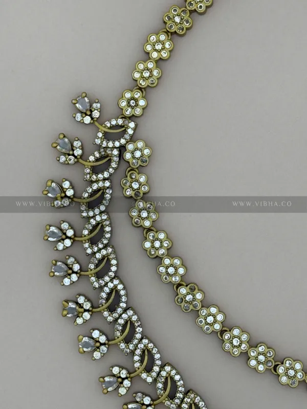 White__Premium_Metal_Double_Step_Necklace_Set_For_Women