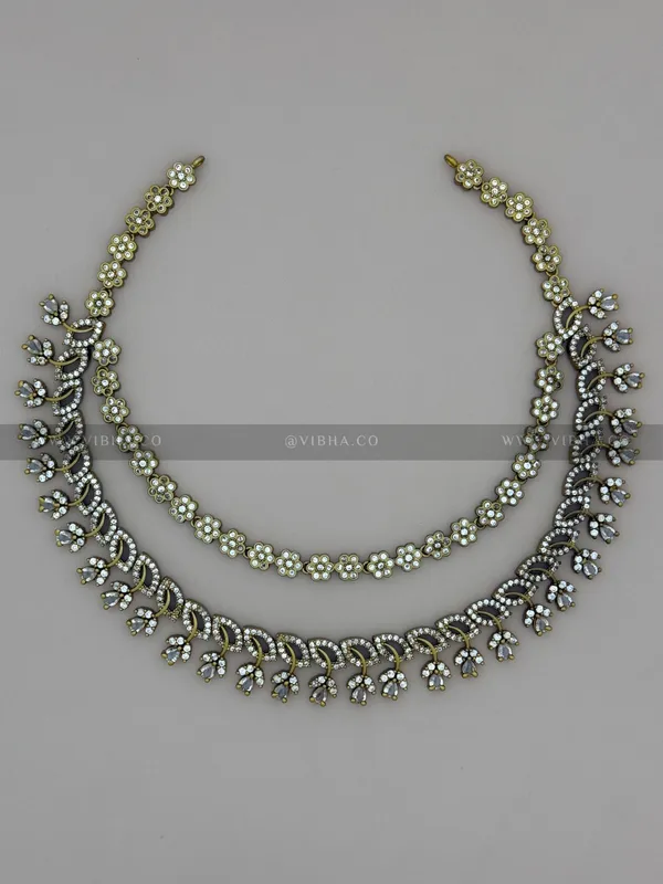 White__Premium_Metal_Double_Step_Necklace_Set_For_Women