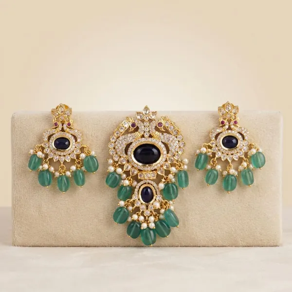 Blue_Premium_Metal_Pendant_Set_For_Women