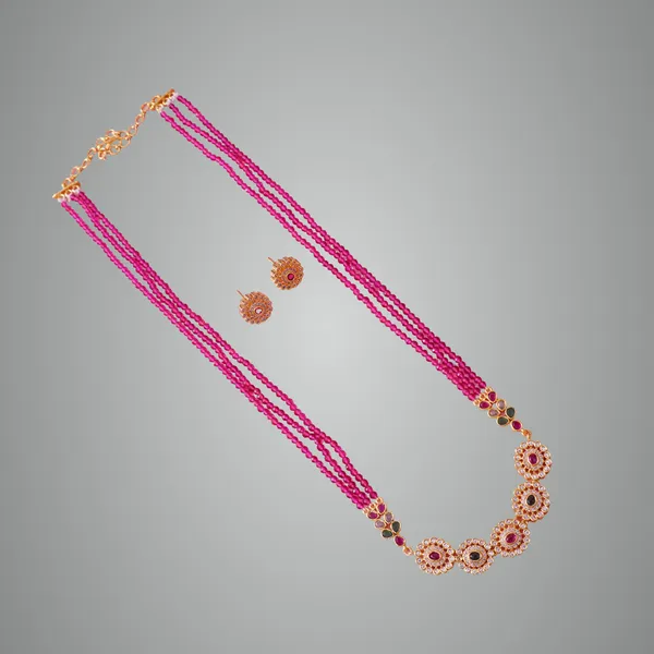 Pink_Premium_Metal_Necklace_Set_Set_For_Women