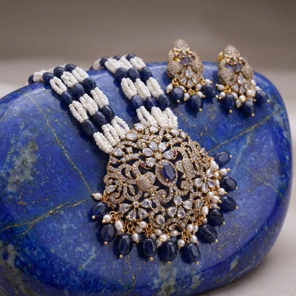 Dark_Blue_Premium_Metal_Necklace_Set_For_Women