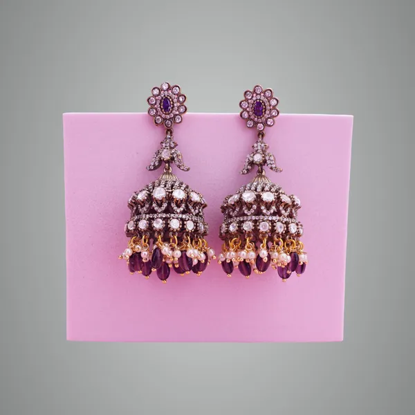 Violet_Premium_Metal_Jhumka_Set_For_Women