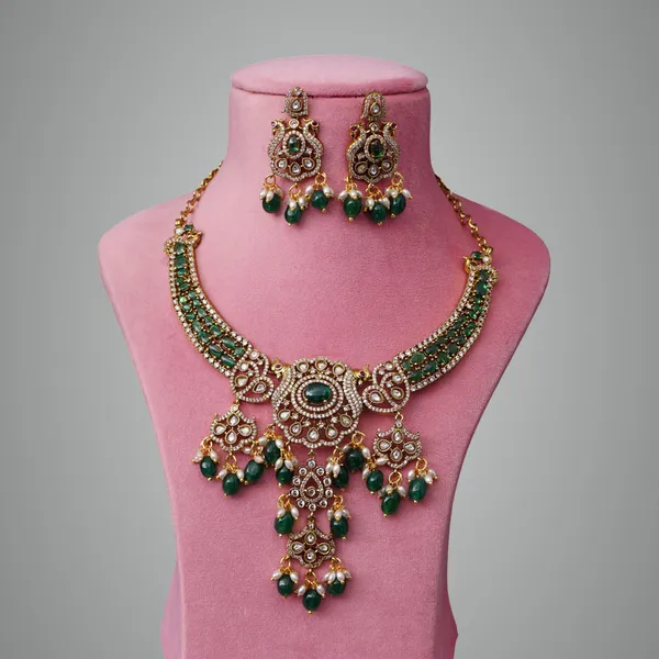 Green_Premium_Metal_Necklace_Set_For_Women