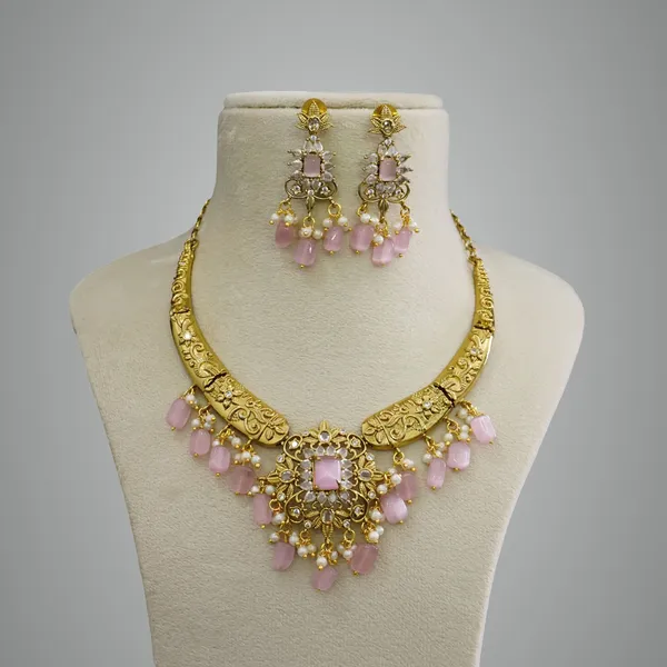 Mint_Pink_Premium_Metal_Necklace_Set_For_Women
