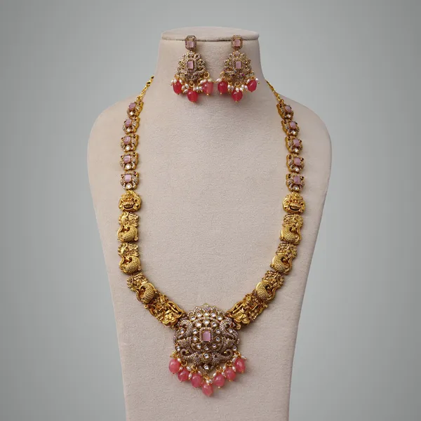 Mint_Pink_Premium_Metal_Necklace_Set_For_Women