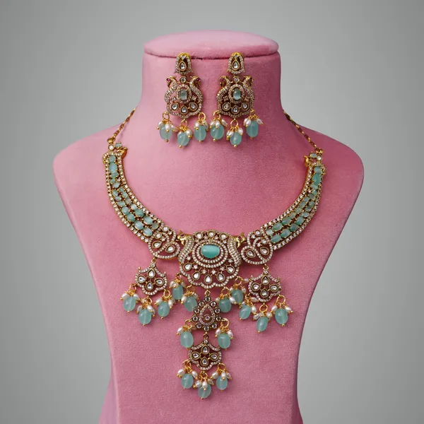 Mint_Green_Premium_Metal_Necklace_Set_For_Women