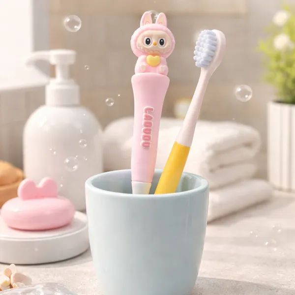BunnyPop_Kids_Soft_Bristle_Toothbrush_with_Travel_Case,_Pack_of_2-_Baby_Pink