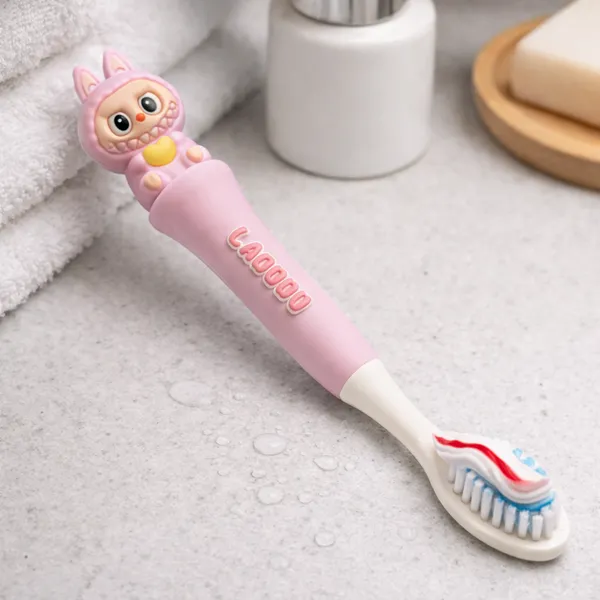 BunnyPop_Kids_Soft_Bristle_Toothbrush_with_Travel_Case,_Pack_of_2-_Baby_Pink