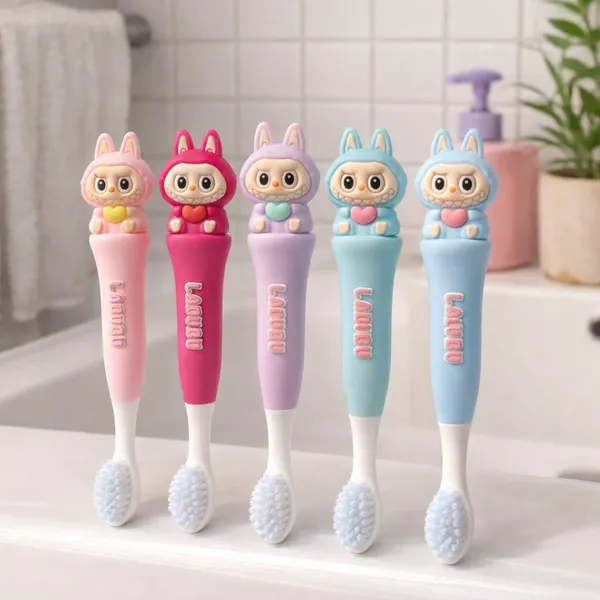 BunnyPop_Kids_Soft_Bristle_Toothbrush_with_Travel_Case,_Pack_of_2_-Pink