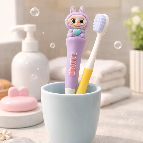 BunnyPop_Kids_Soft_Bristle_Toothbrush_with_Travel_Case,_Pack_of_2-_Purple