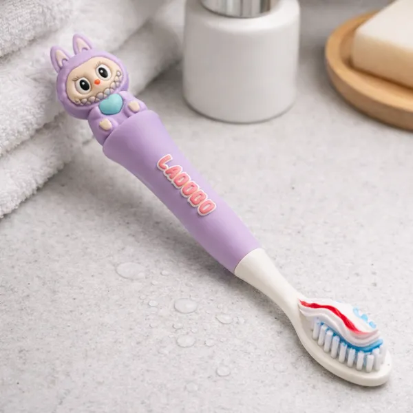 BunnyPop_Kids_Soft_Bristle_Toothbrush_with_Travel_Case,_Pack_of_2-_Purple