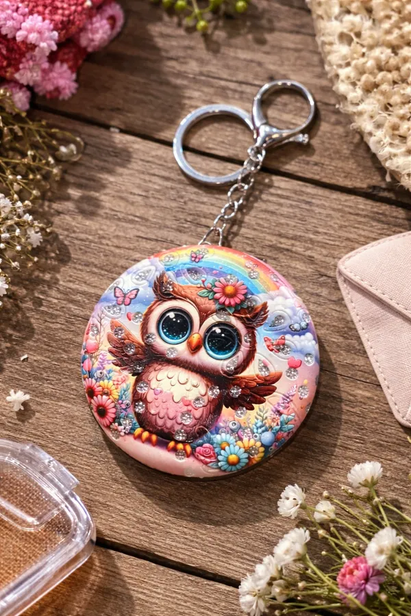 Cute_Owl_Pocket_Mirror_Keychain