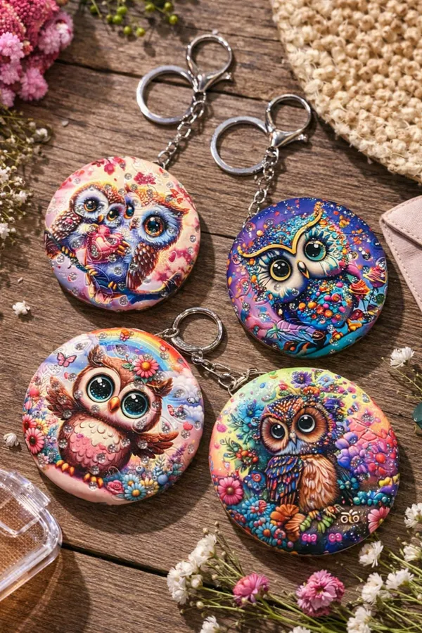 Cute_Owl_Pocket_Mirror_Keychain