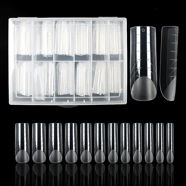 Frosted_Dual_Form_Nail_Tips_Full_Cover_False_Nail_Tips_Arched_For_Poly_Nail_Gel_Extension_Builder_Gel_Nail_Extensions_(Half_Matte_Square_Dual_Form_Tips,_120_Pcs)