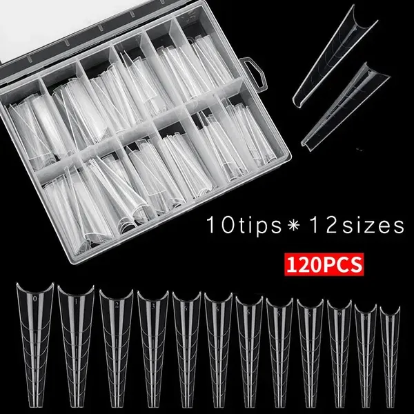 Frosted_Dual_Form_Nail_Tips_Full_Cover_False_Nail_Tips_Arched_For_Poly_Nail_Gel_Extension_Builder_Gel_Nail_Extensions_(Half_Matte_Square_Dual_Form_Tips,_120_Pcs)