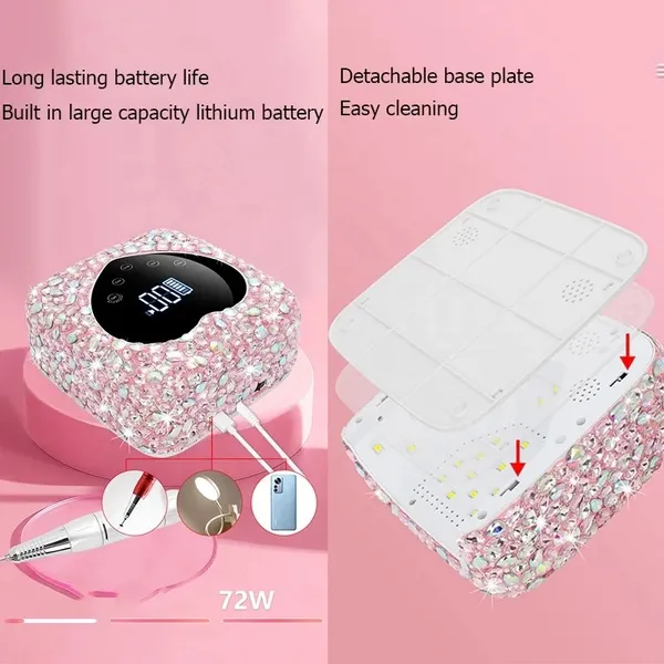 Pink_Heart_Shape_Rhinestone_Wireless_Uv_Led_Lamp_Jewel_Diamonds_Uv_Soak_Machine_Nail_Dryer_30_Beads_Nail_Gel_Dryer_72W
