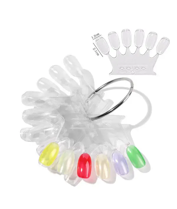 Transparent_Fan_Shape_Nail_Art_Polish_Display_Tips,_False_Nail_Sample_Sticks,_Square_Nail_Practice_Color_Display,_For_Nail_Home_Diy_Nail_Salon_Practice_Tools_(Crown)