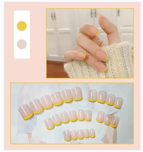 Yellow_Nails_With_Glue_&_Manicure_Kit_French_(Set_Of_24)