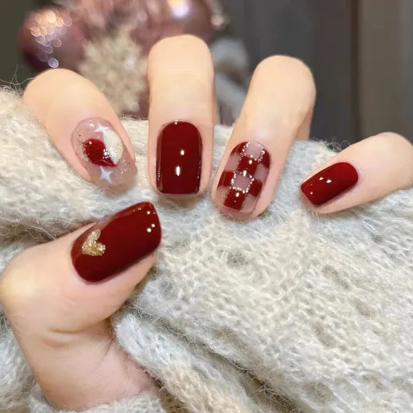 Multicolor__Nails_With_Glue_&_Manicure_Kit_Red_Delight_(Set_Of_24)