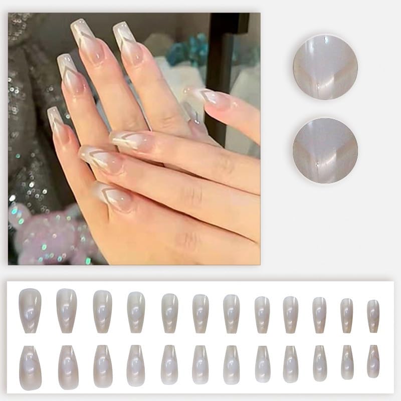 Multicolor_Nails_With_Glue_&_Manicure_Kit_Frosted_(Set_Of_24)