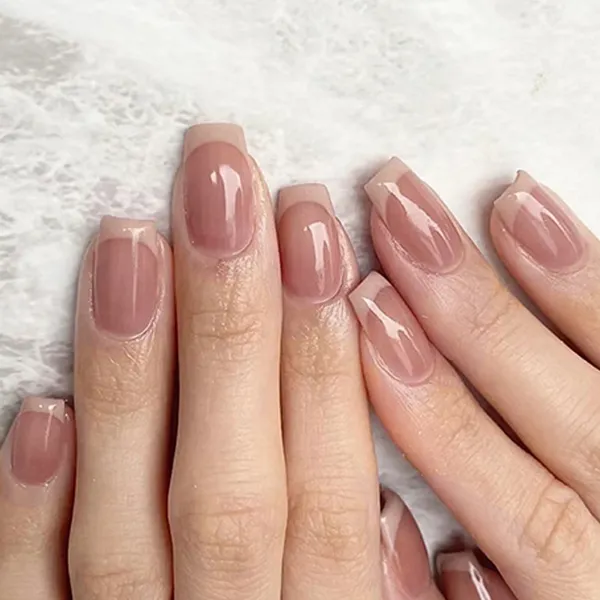 Multicolor__Nails_With_Glue_&_Manicure_Kit_French_Toast_(Set_Of_24)