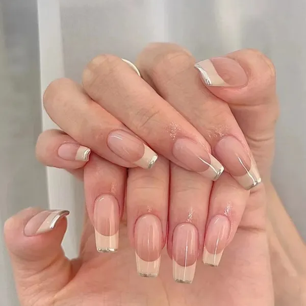 Multicolor_Nails_With_Glue_&_Manicure_Kit_Nude_French_(Set_Of_24)