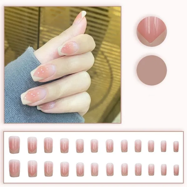 Multicolor__Nails_With_Glue_&_Manicure_Kit_Everyday_French_(Set_Of_24)