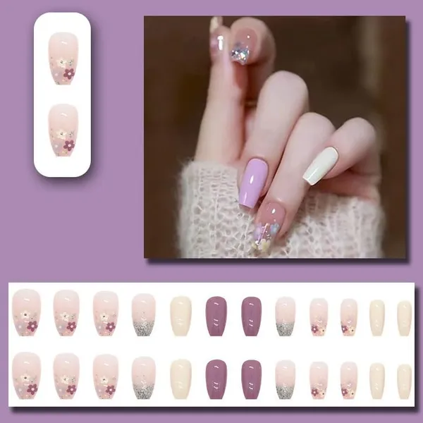 Multicolor__Nails_With_Glue_&_Manicure_Kit_Spring_(Set_Of_24)