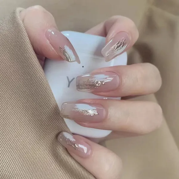 Rose_Gold_and_White__Nails_With_Glue_&_Manicure_Kit_Foil_Art_(Set_Of_24)